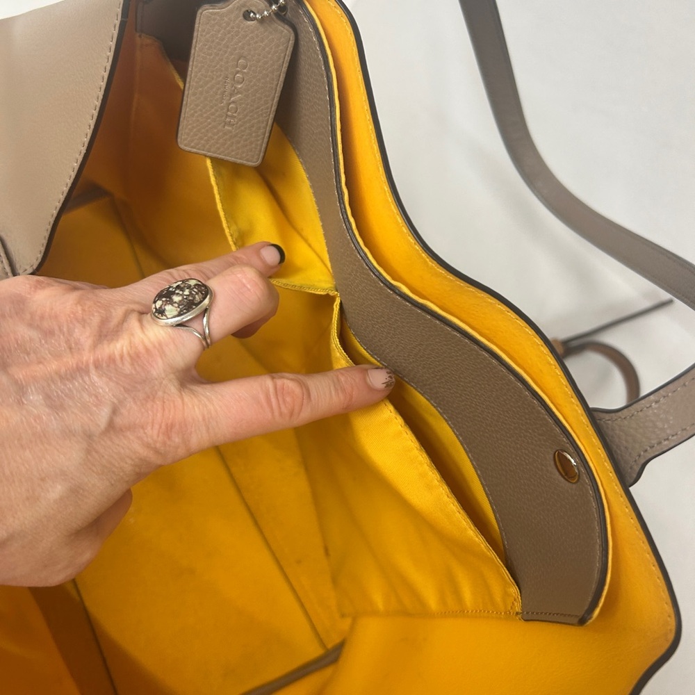 Coach Pebbled Leather Tote in Beige - Picture 13 of 16
